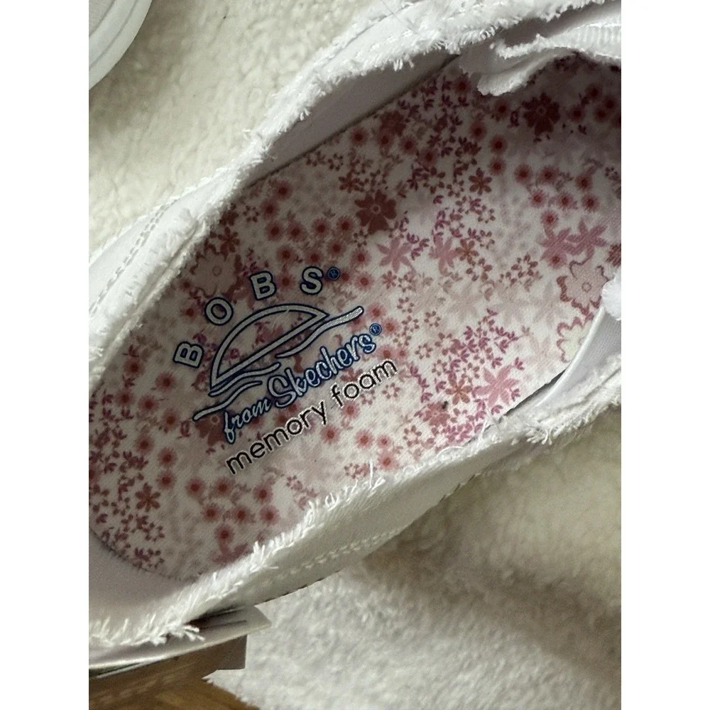 Skechers Bobs Womens Cute 2.0 White Canvas Low Sneakers Shoes Sz 9.5 - Picture 6 of 10